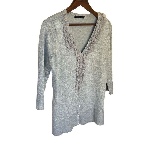 Cyrus V Neck Pearl Ruffle Sweater - Picture 2 of 9